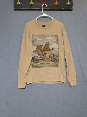 Beige Frog and Toad Graphic Crewneck Sweatshirt